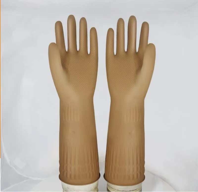 High Quality Custom Winter Long 38Cm Lengthened Waterproof Durable Kitchen Dishes And Laundry Rubber Clean Latex Gloves