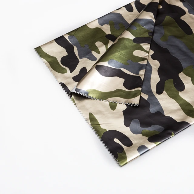 65gsm 100% Polyester camouflage foil coating taffeta Fabric  for garment
