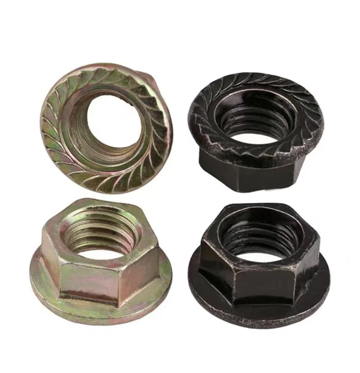 Fastener manufacturers from China directly sell hot-dip galvanized black oxidized flange nuts