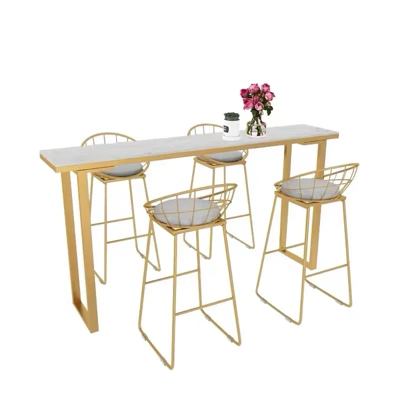 Household bar tables and chairs Simple against the wall Long bar table Outdoor balcony Milk tea shop High foot table