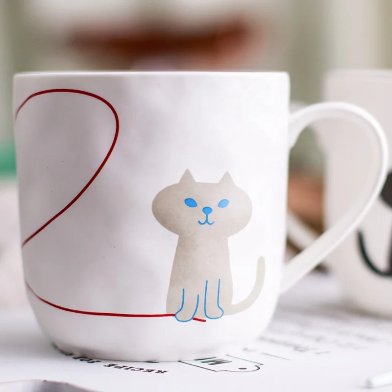 
Cartoon ceramic couple mug handmade water cup Nordic style Persian cat mug 