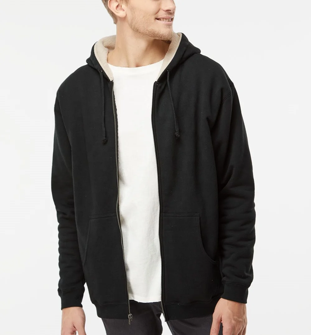 OEM sherpa fleece lined men hoodie super comfortable warm zipper hoodie