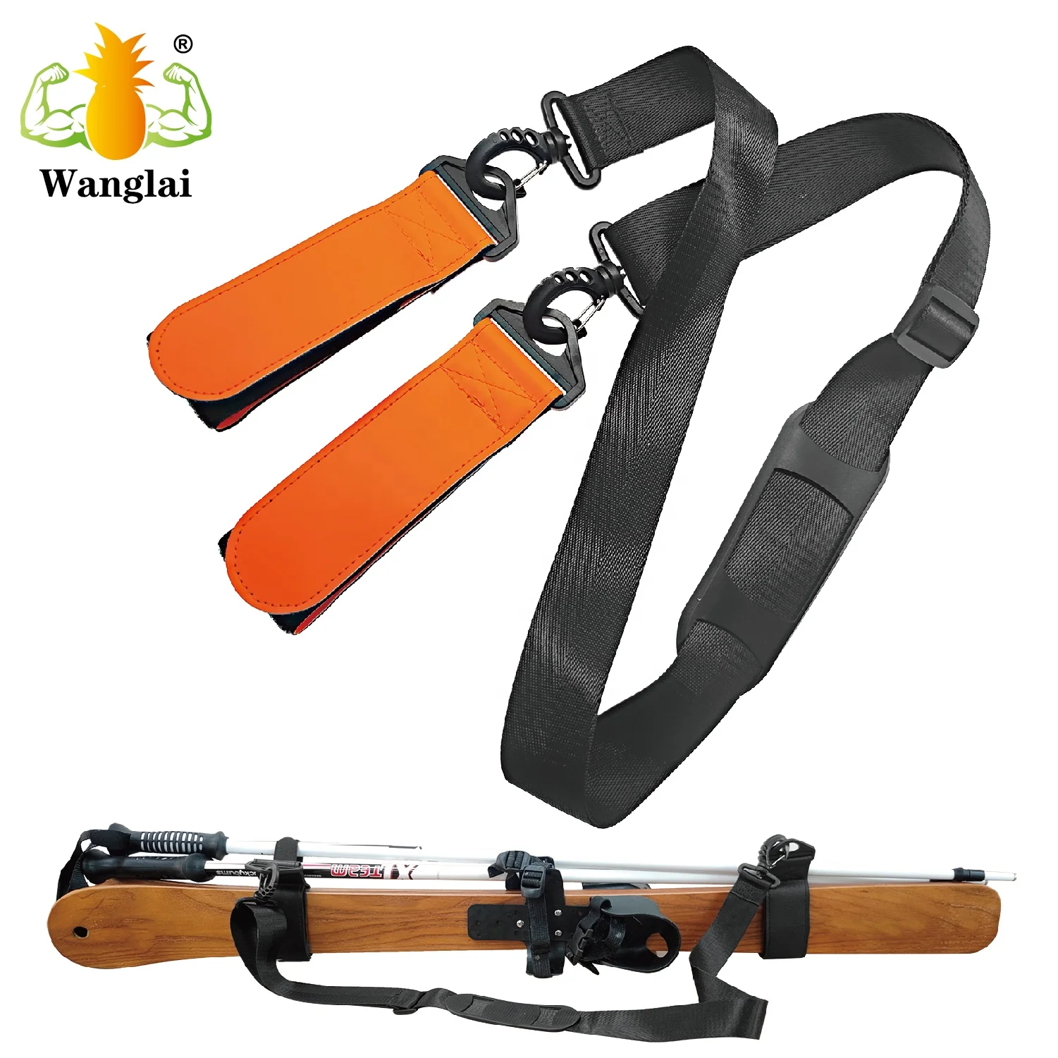 Custom  Ski Sport Ski Board Strap for Cross Adjustable Wraps Tie Hook Loop Tape Straps Ski Straps for Snowboard