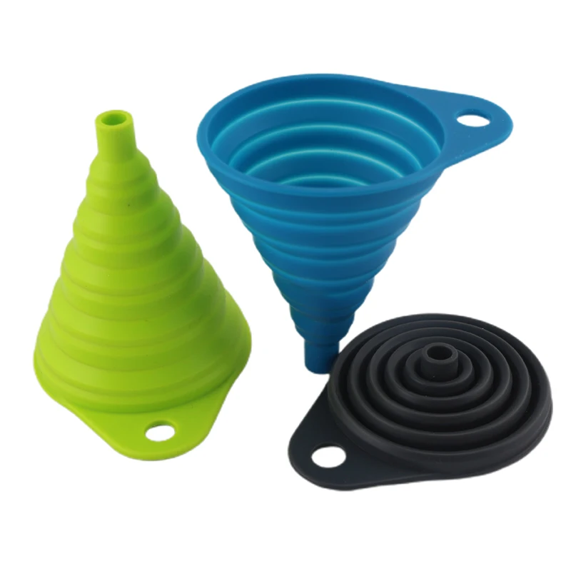 High Quality Cheap Kitchen Folding Collapsible Silicone Funnel