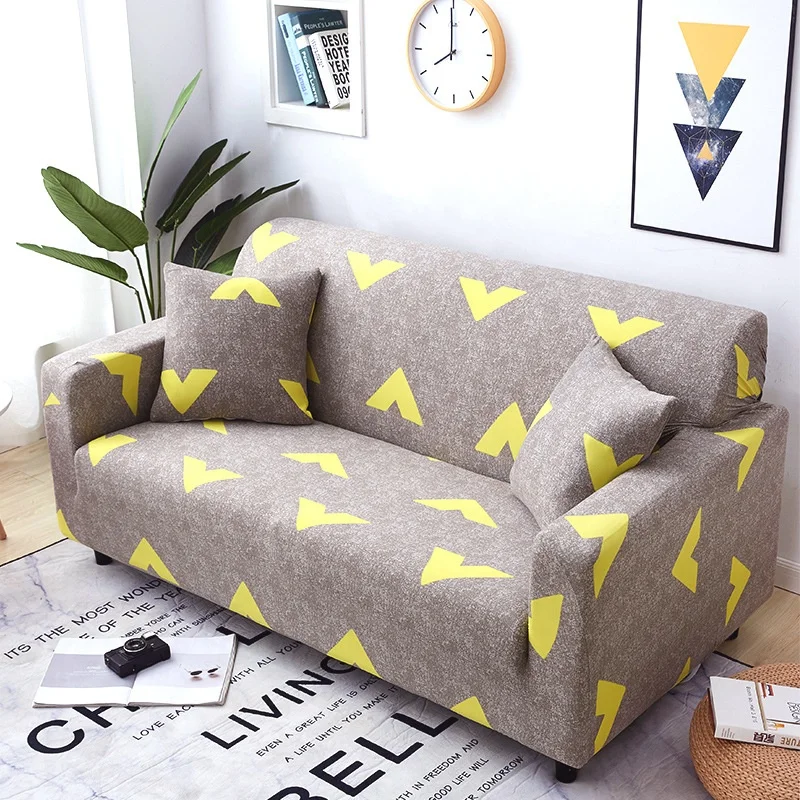 
Ready Made Sofa Covers Solid Printed Spandex Fabric Sectional Sofa Slipcovers Home Decor Couch Cover 
