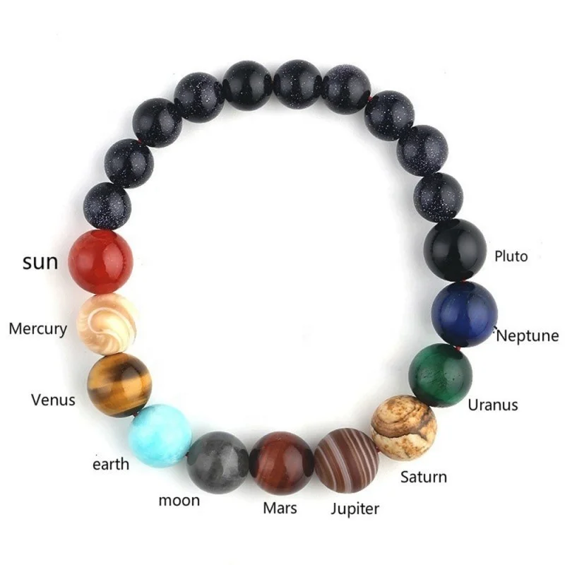 Hot Selling Cosmic Beaded Bracelets Universe Galaxy Eight Planets Stone Bracelet