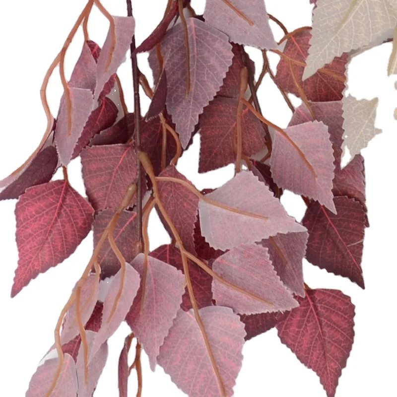 Wholesale wedding ceiling soft decoration artificial birch branches artificial silk flowers birch leaves