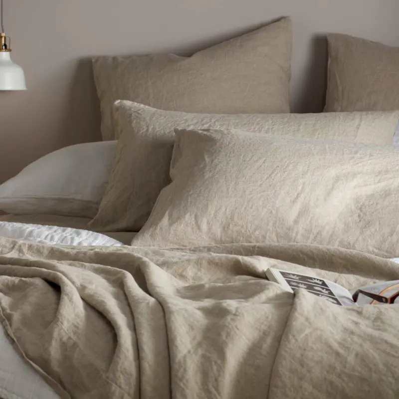 Hot Sale High Quality Bed Linen Soft Enzyme Washed Natural Plain Pure Linen Bed Sheet Bedding Set