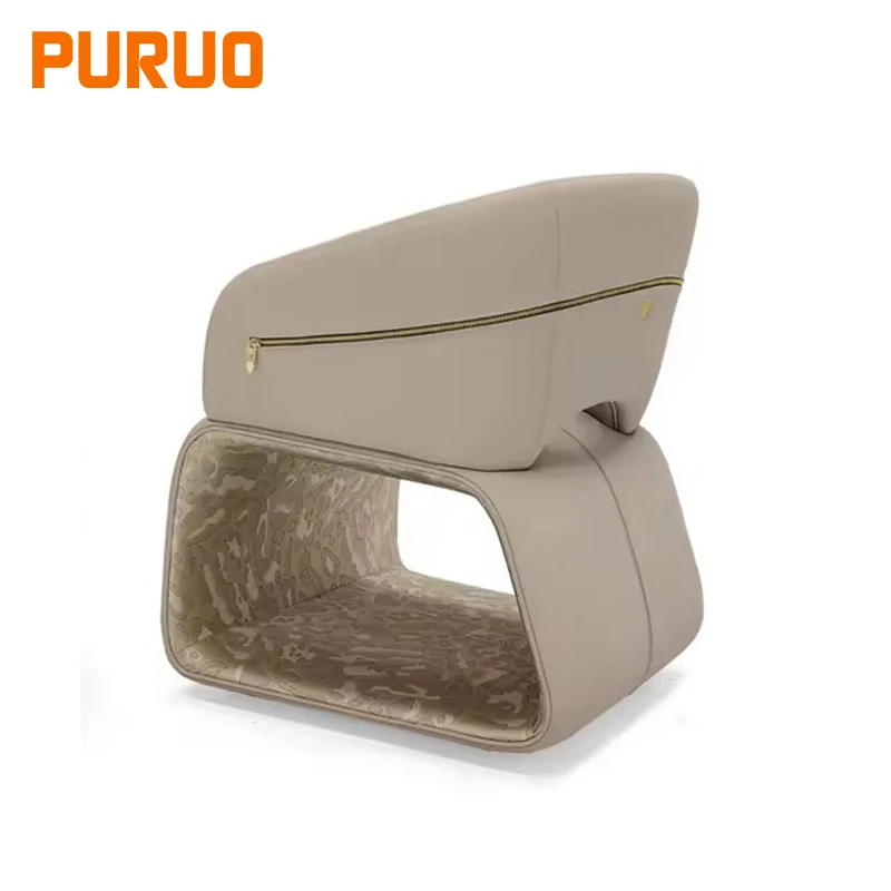 Black Leather leisure chair Living Room Armchair Luxury Sexy Wild Leopard Print Chair