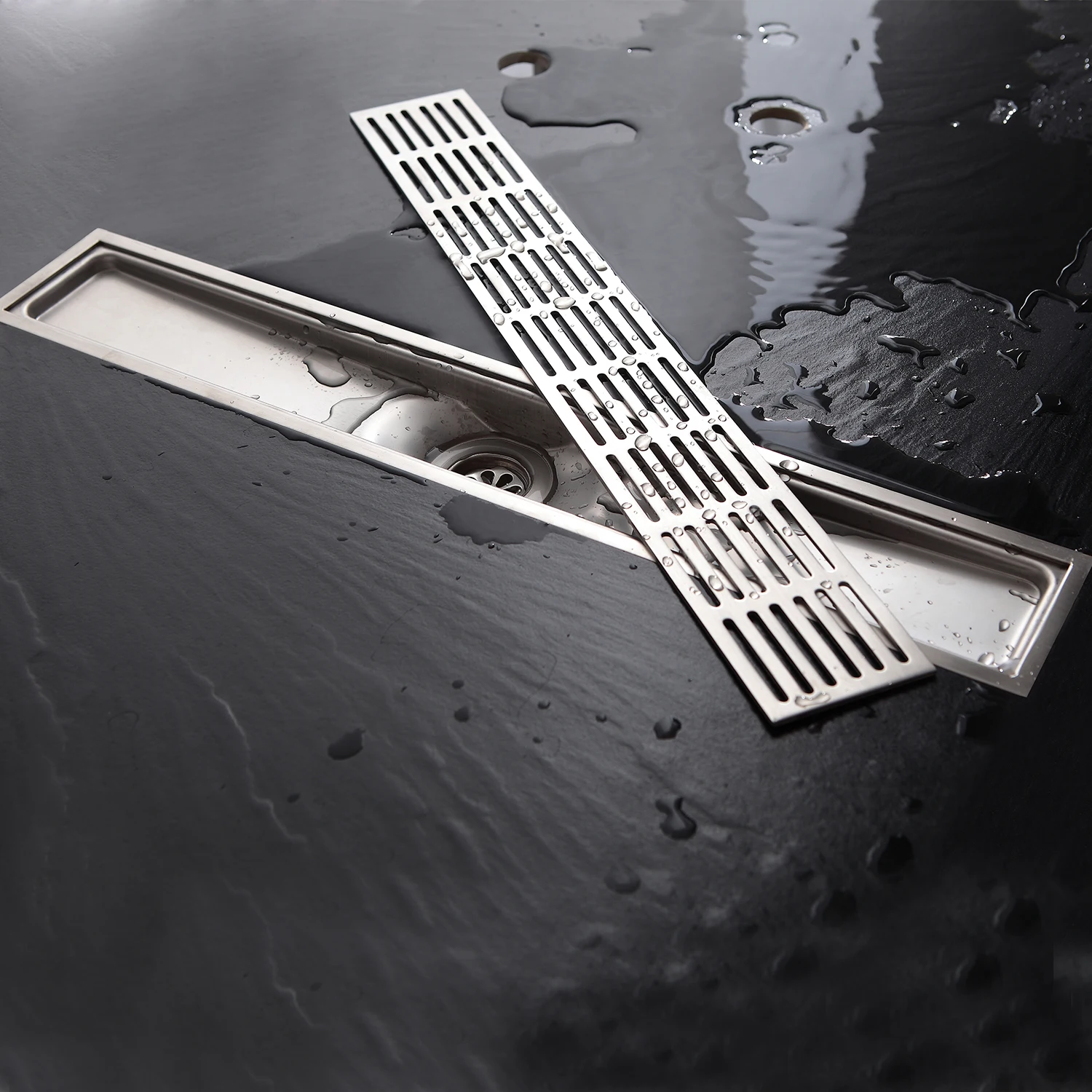Hot sell Bathroom 60x12cm Long Rectangle Linear Stainless Steel Cover Shower Aluminium Floor Drain With Toilet Drain Cover