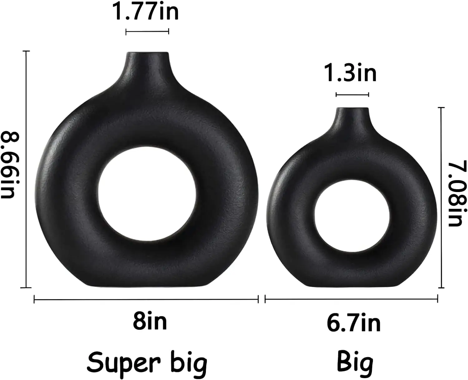 Donuts Ceramic Vase Round Hollow Plant Pot Home Decor Dried Flower Grass Art Desk Office Living Room Desktop Ornament Table