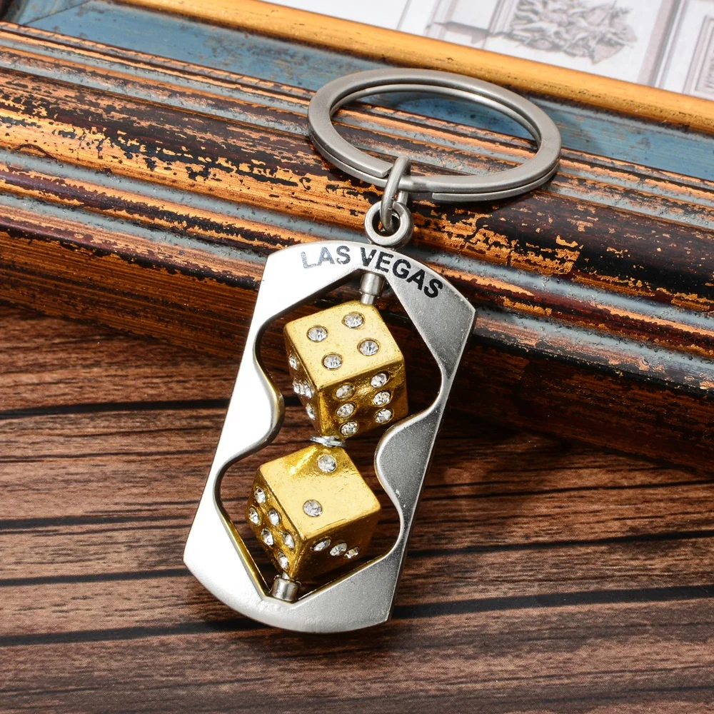 Ins Hot sale  custom zinc alloy silver las vegas keychain for gift and souvenir