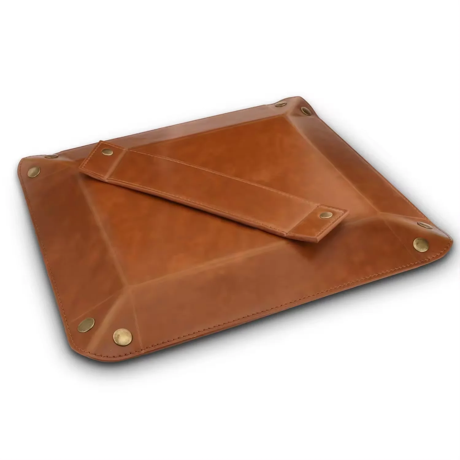 Pu Leather Bedside Nightstand Desktop Tray For Key Coin Wallet Watch