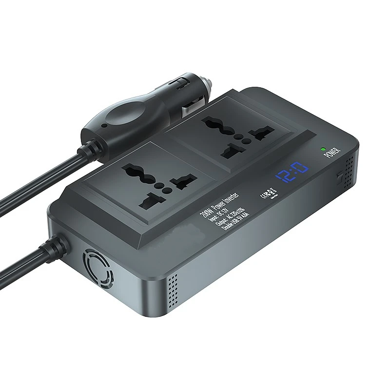 Оптовая продажа высокое качество 2 розетки переменного тока 4 USB-зарядка адаптер 200 Вт инвертор автомобильный мощности для