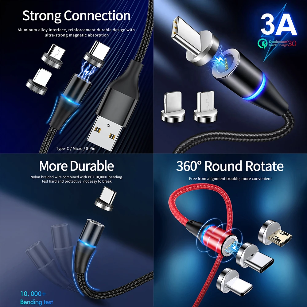 
Round Magnet Data Cable Connector Type C Port USB Cable 