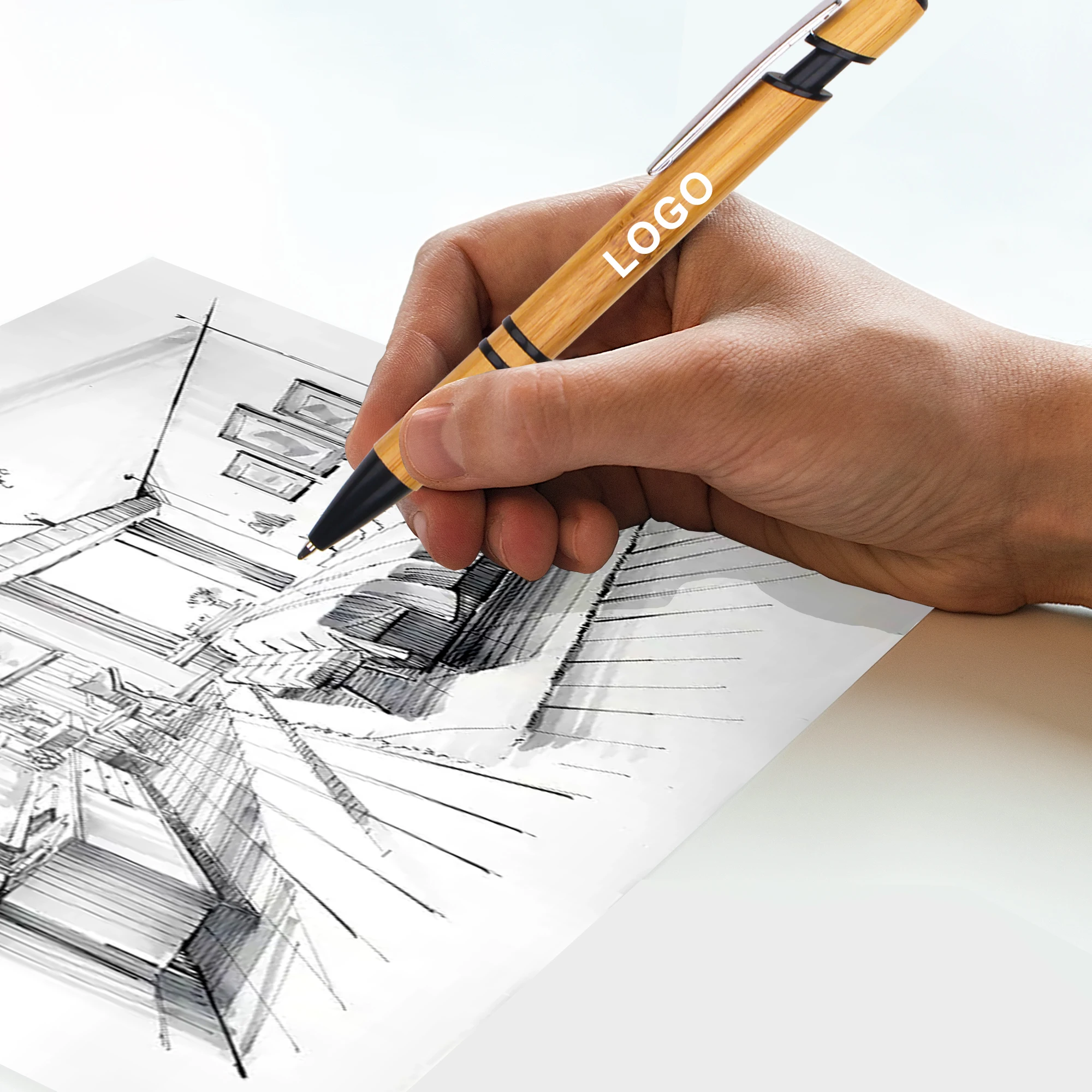 High Quality Eco Friendly Bamboo Ball Pens With Stylus Custom Logos