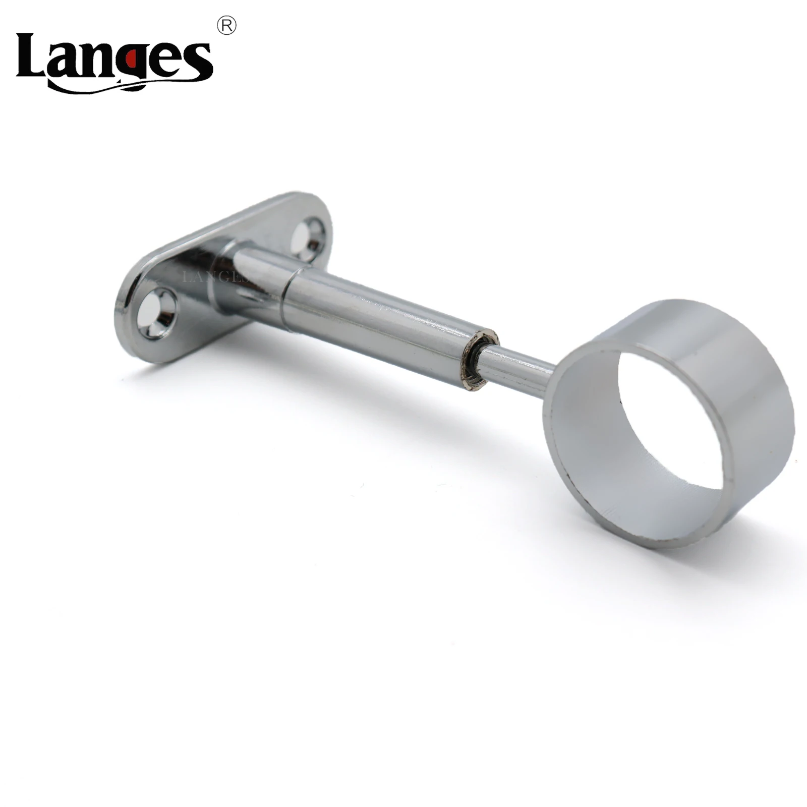 Adjustable Stainless Steel Ceiling-Mount Round Head Bracket Wardrobe Pipe Closet Flange Holder