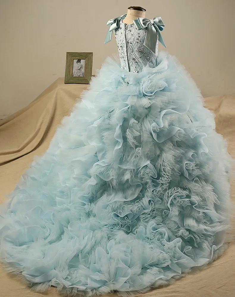 Ivy10069G Floor length handmade flower luxury princess dress for girls