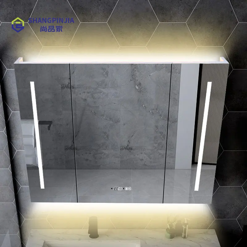 European style stainless steel bathroom cabinets and mirror cabinet with bathroom mirror function
