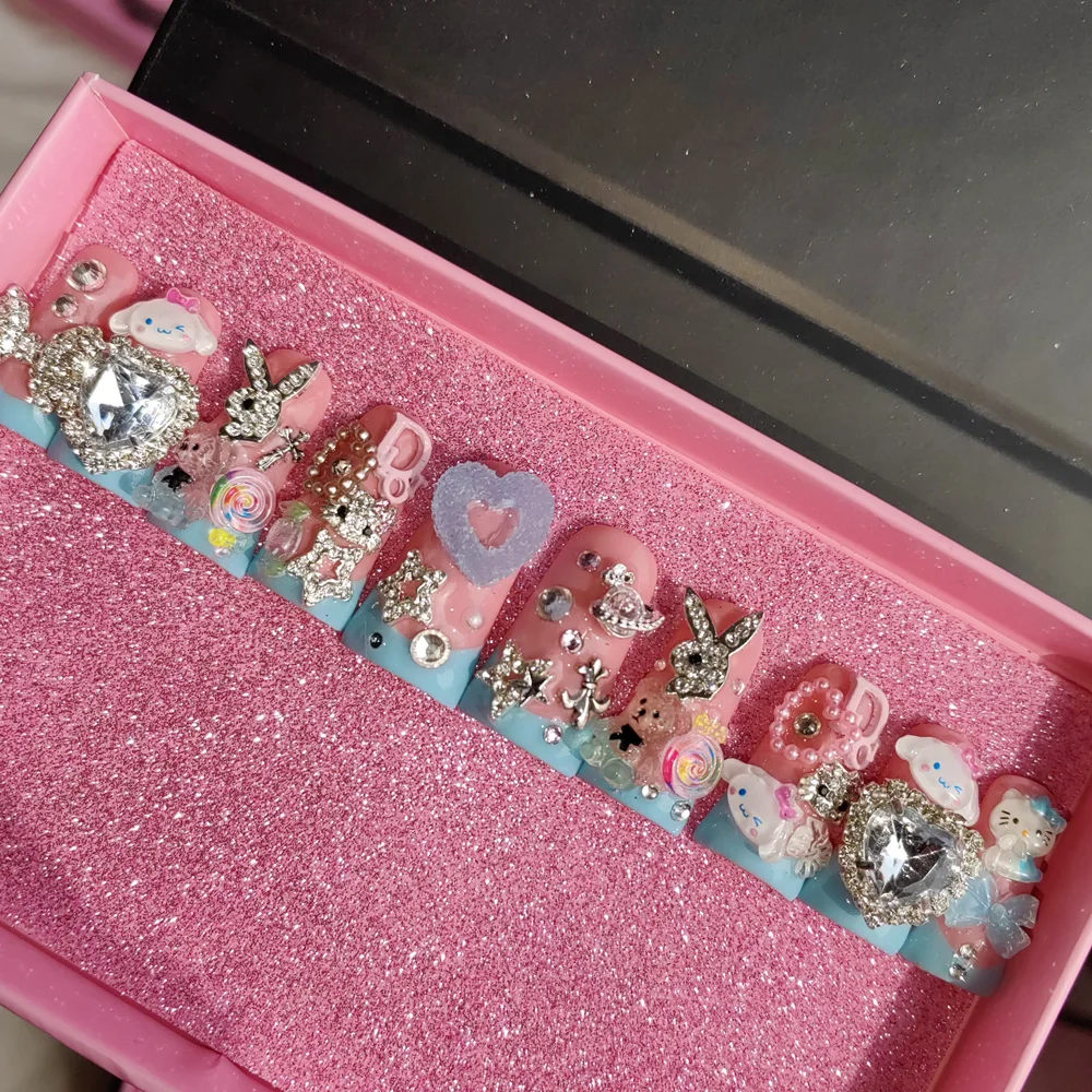 Конфеты желтые французские острые накладные ногти Средний французский белый абс Акриловые искусственные