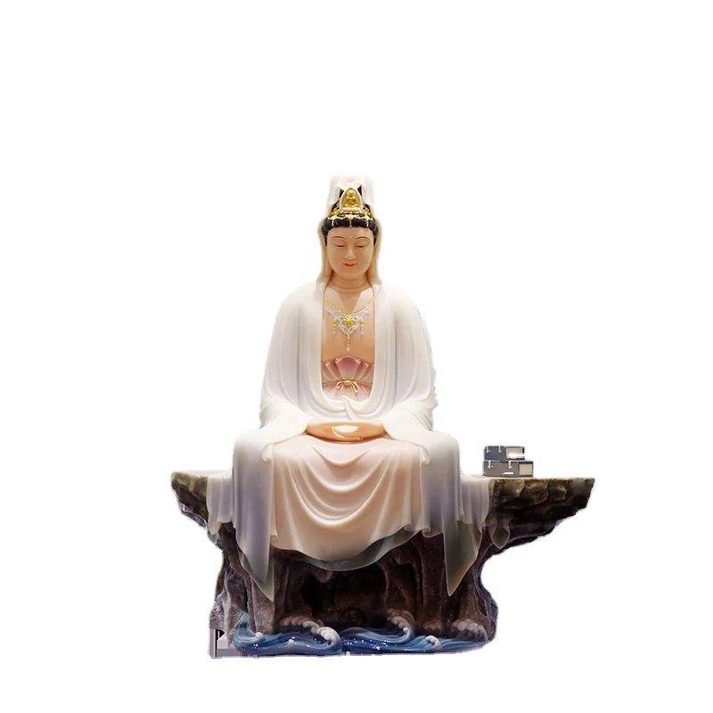 Белая мраморная статуя Бодхисаттва Будды Avalokitesvara статуя Бодхисаттва авалокитесвара богатство Мальчик Статуя Дракона