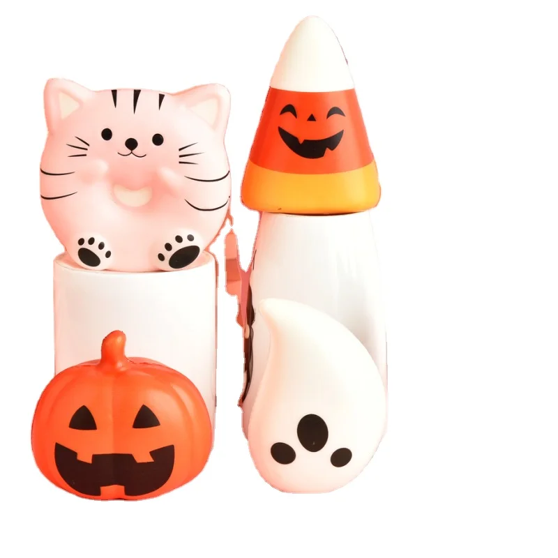 New Slow Rising Halloween Pumpkin PU Stress Relief Toys Black Cat Triangle Monster Ghost Novelty & Gag Toys For Kids
