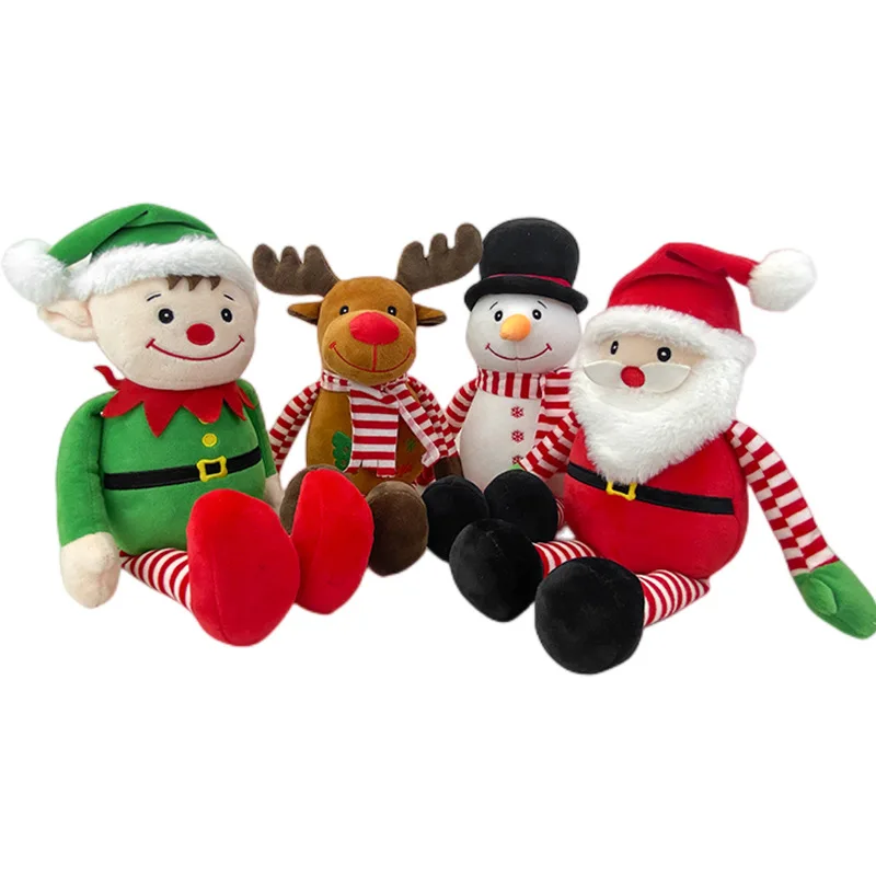 Christmas Stuffed Doll Santa Elk Claus Elf Snowman Plush Toys For Carnival Festival Present Gift For Children Festive Decoration