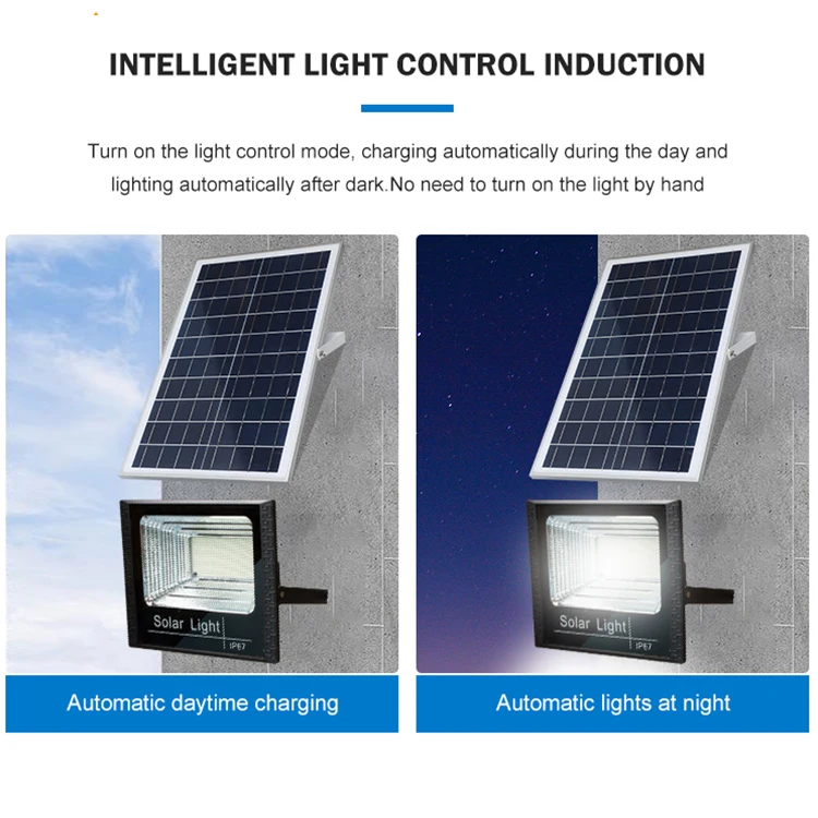 HUAPAI 2024 Guangdong Intelligent Light Control Induction IP65 Cold White Light LED Solar Flood Lamp