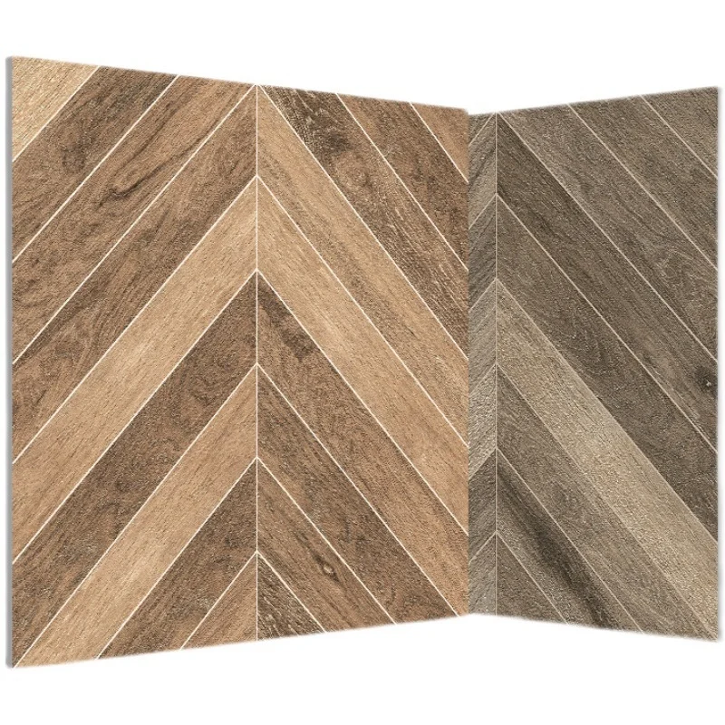 Nordic Spelling Fish Bone Wood Grain Brick Arrow Wood Tile Living Room Non-slip Floor Tile 600x600 Antique Tile