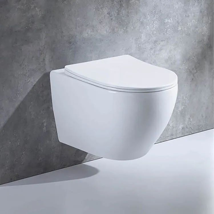 Round Wall Hung Toilet for Public Wc Sanitary Ware Rimless Ceramic China Manufacturer White One Piece Wall Mounted Modern Hotel