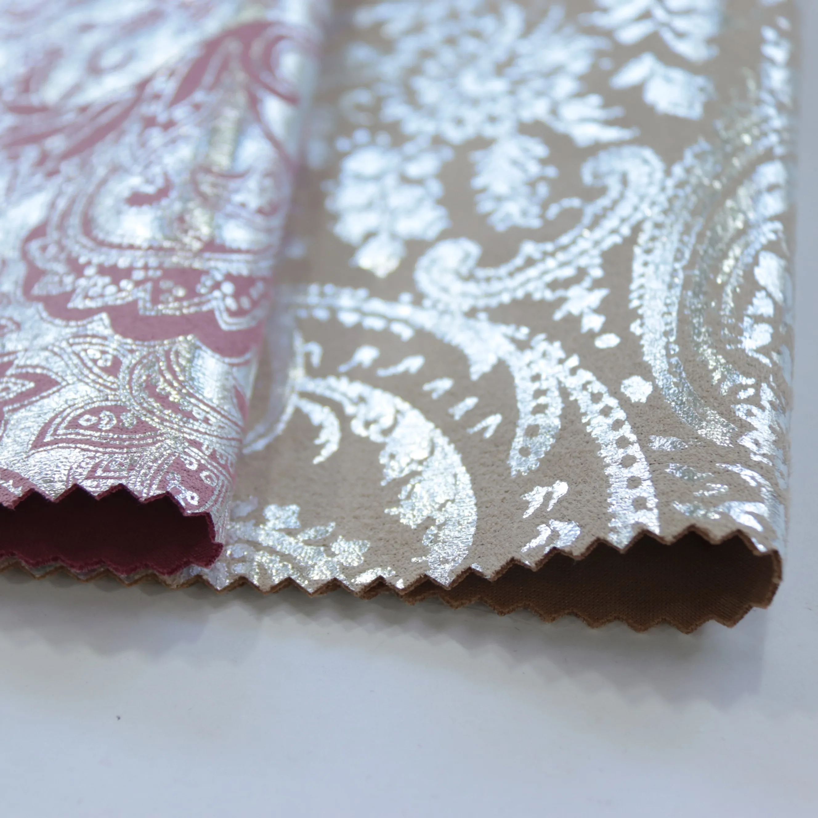 single face polyester spandex Traditional exquisite carved patternstretch  foil suede scuba fabric for autumn and winter coat