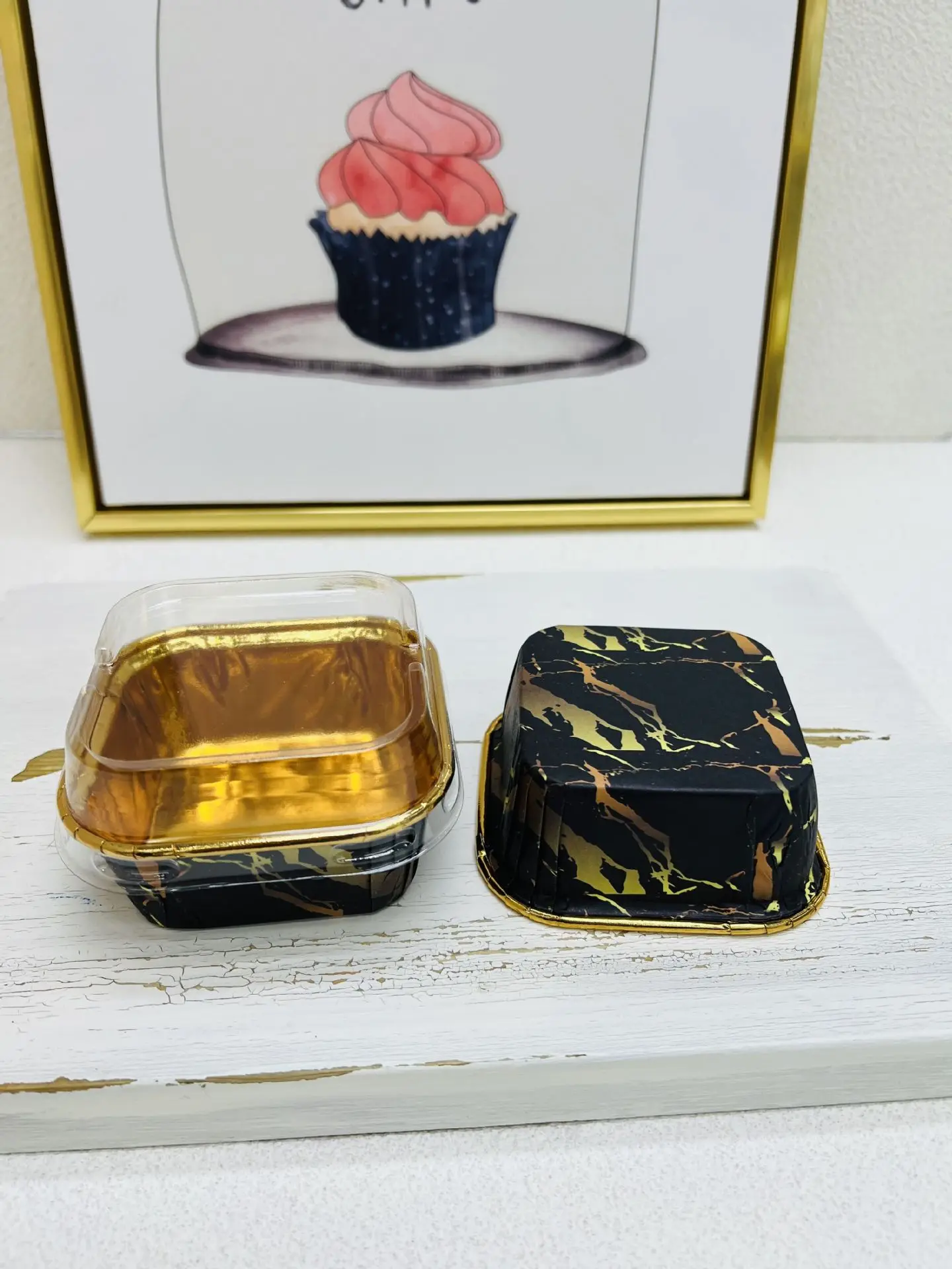 Marble Series Square Baking paper cups-disposable Baking cupcake Dessert Cups Cake Baking supplies for Party  Wedding  Birthday