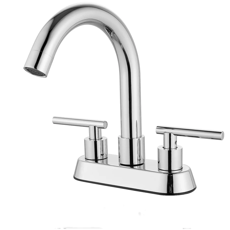 Two Holes Three Holes Brushed Gold Stainless Steel Double Handle Centerset Bathroom Faucet Basin Mixer Tap