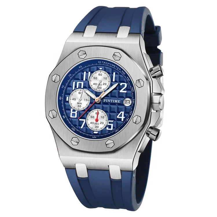 Top Brand Pintime Luxury Sports Chronograph Date Quartz Watches Men Wrist Waterproof Wristwatches