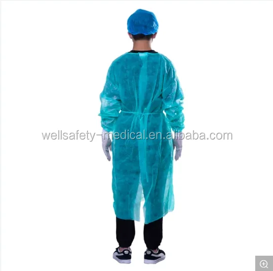 Wholesale Bule disposable non woven gown with elastic & Knit cuff aami level 2 level 3 antistatic laboratory Lab work suit coat