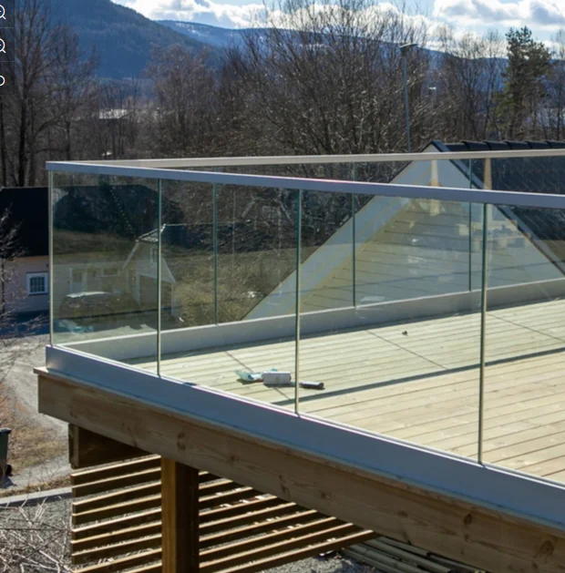 Custom U Channel Luxury Hotel LED aluminum glass balcony railing from China with glass hardware