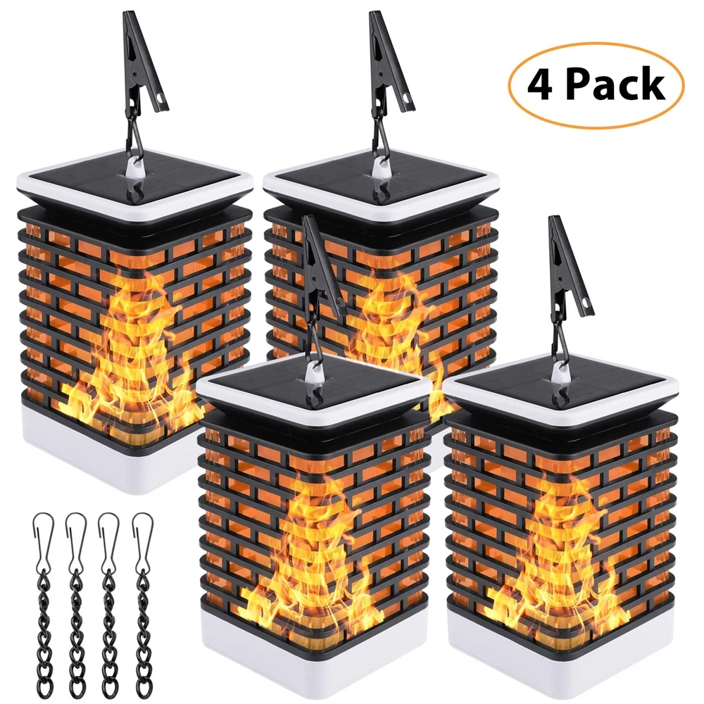 
LED Lighting Garden Lights Outdoor Wall Light Flickering Flames Lantern 66led Solar Lamp RGB 