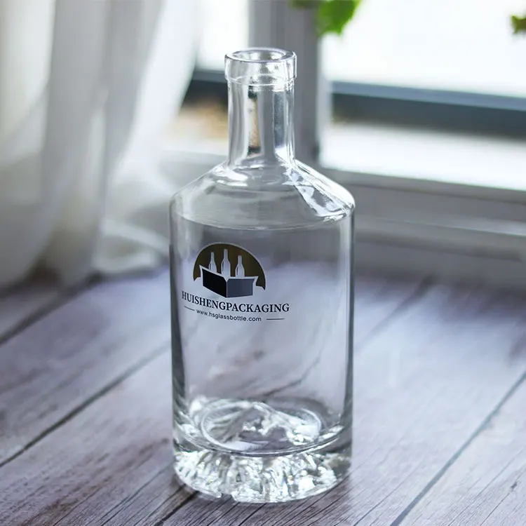 Round Clear 750 ml Empty vodka whiskey glass rum bottle for liquor