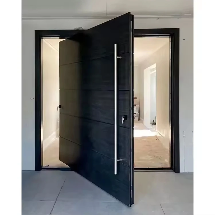 Luxury Italian Big Front Stainless Steel Door Design Villa Entrance Security Modern Entry Black Aluminum Front Pivot Door