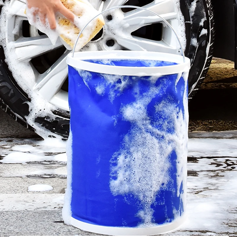Портативное пластиковое утолщенное водонепроницаемое уличное складное ведро для воды 11L для мойки автомобилей, кемпинга, рыбалки, портативное складное ведро