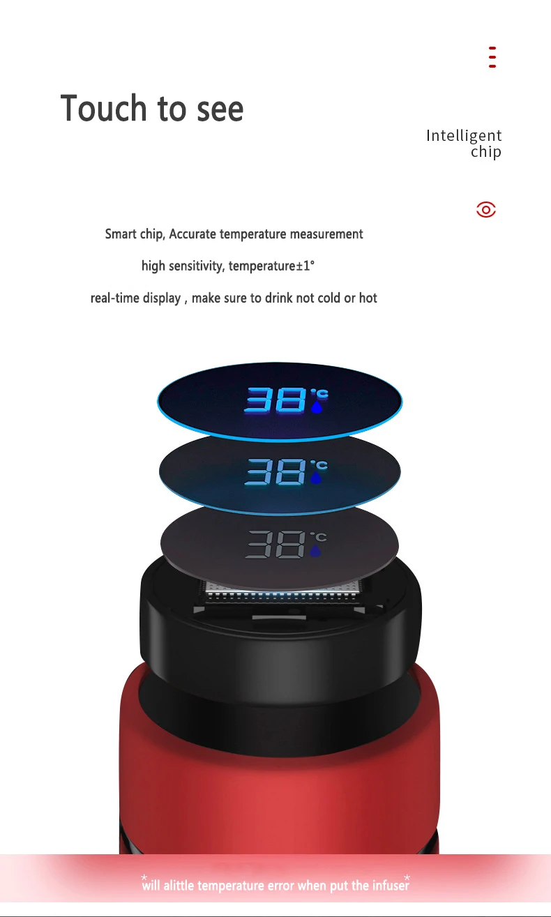 Wholesale Custom Stainless Steel Thermo Led Temperature Display Vacuum Insulated Smart Water Bottle