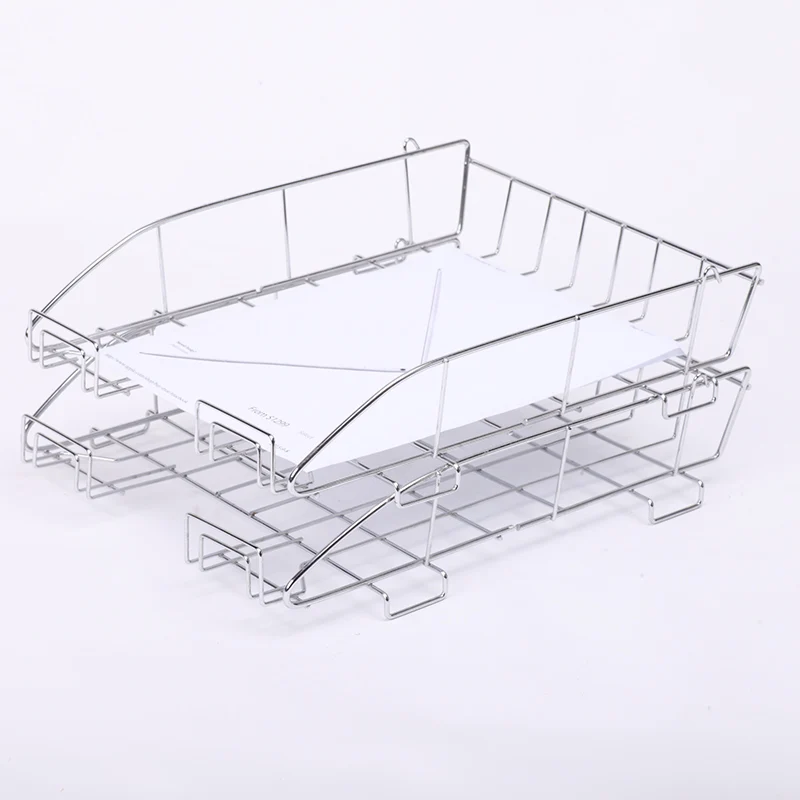 Black Metal Mesh Desktop Document Organizer with 8 Tiers Sections Inclined