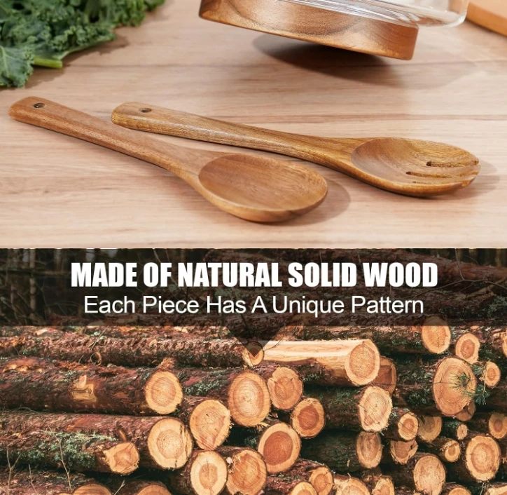 Wooden Salad Bowls Extra Large Glass Salad Bowls for Party with Acacia Wood Base and Salad Serving Utensils