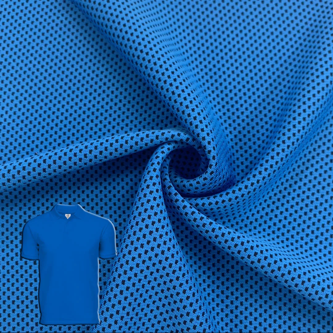 Football T-Shirt 100 Polyester Eyelet Mesh Knitted Jacquard Fabric High Elasticity Golf Shirt Polo Shirt Fabric Yoga Fabric