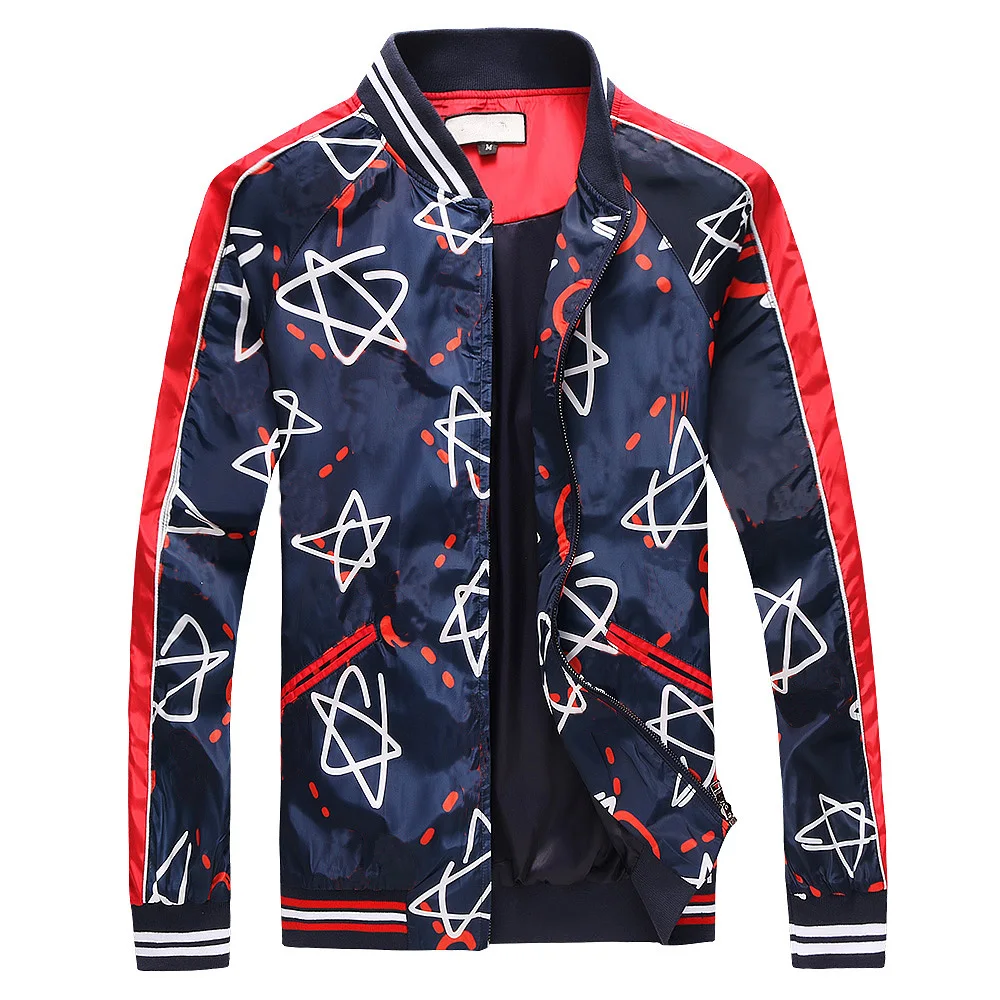 
Fashion Luxury Spring Letter Star Print Casual Sport Bomber Jacket for Men 