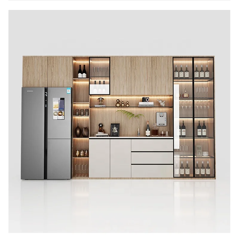 Custom side cabinet Glass door wine cabinet living room wall partition restaurant combination storage cabinet