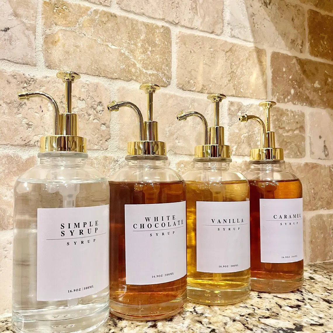 Kitchen Olive Oil Dispenser Bottle Coffee Syrup Dispenser Gold Glass Oil and Vinegar Dispenser for Cooking Mouthwash Container