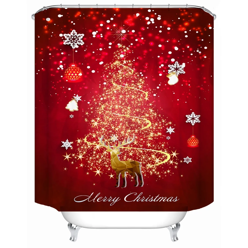 
Shinnwa Christmas Waterproof 3D Digital Printing Polyester Shower Curtain 
