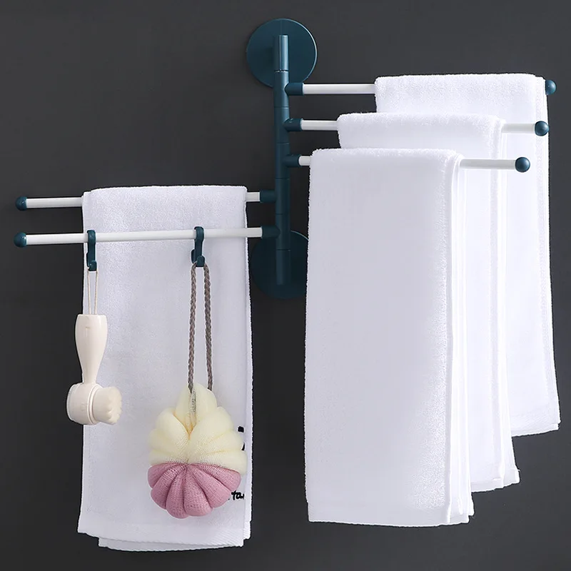  2021 Hot Sale Punch-free Towel Rack Folding Rotating Movable Toilet Bathroom 2-5 layer