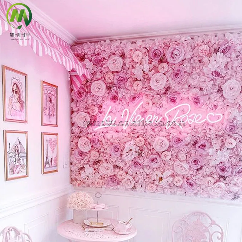 Customized Wedding 3D Effect Decorative Rose Flowers Panels Backdrop Silk Cloth Artificial Flowers Wall for Event